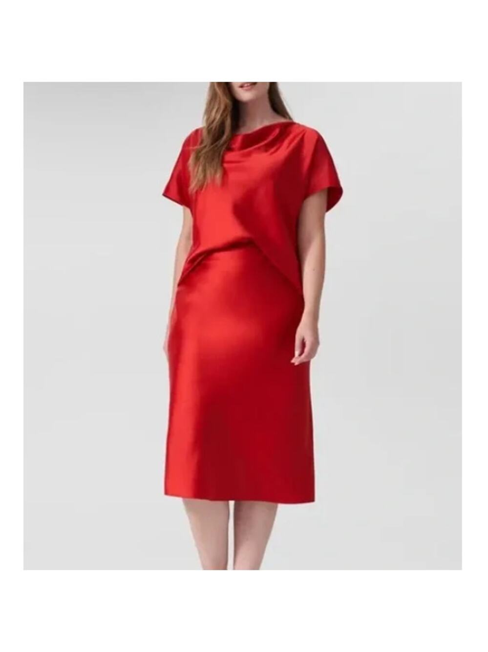 Anthropologie UNIVERSAL STANDARD Haute Red Ceecee Midi Bias Skirt Size 0